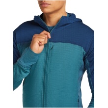 Kurtka polarowa Icebreaker Descender Merino Blend 300 RealFleece z kapturem (wełna merino, oddychająca) niebiesko-zielona męska